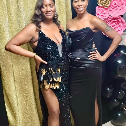 Two friends dressed up for a night out