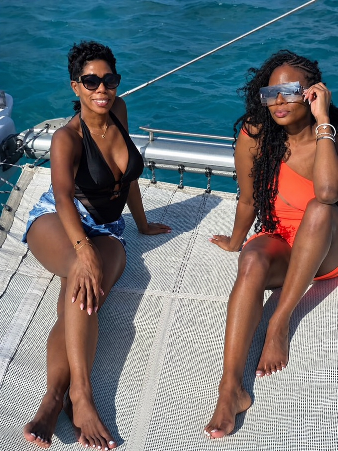 Two friends on a boat